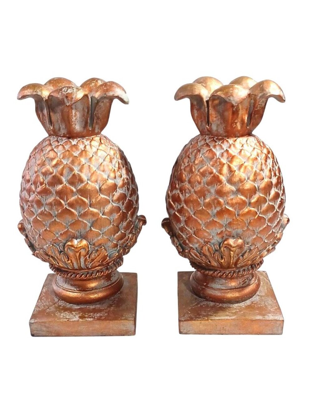 Vintage Gold Old Hollywood Regency Vintage Tropical Pineapple Bookends Book Ends